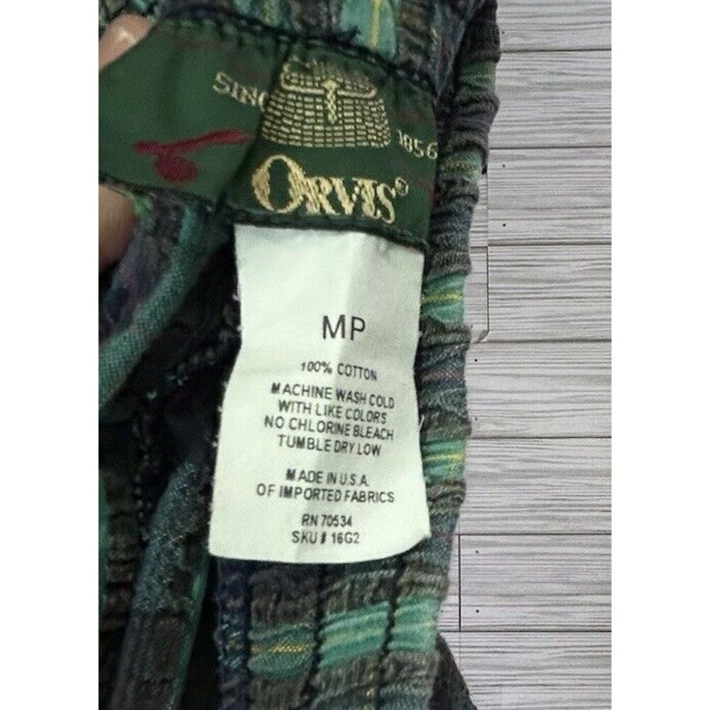 VTG Orvis Women's Seersucker Green Navy Plaid Pant & Full Zip Lightweight Sz‎ PM - Picture 13 of 16